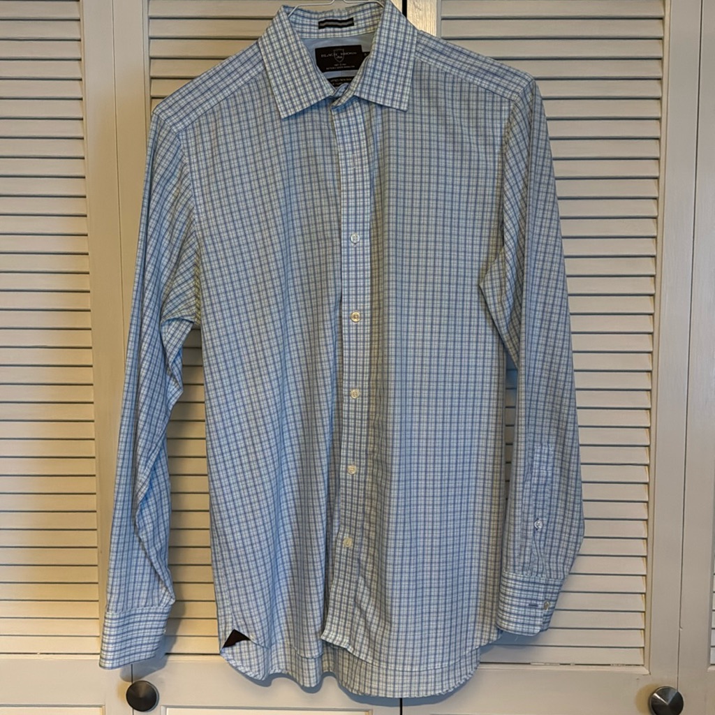 Mens Black Brown Brand Button Down Euc 15535